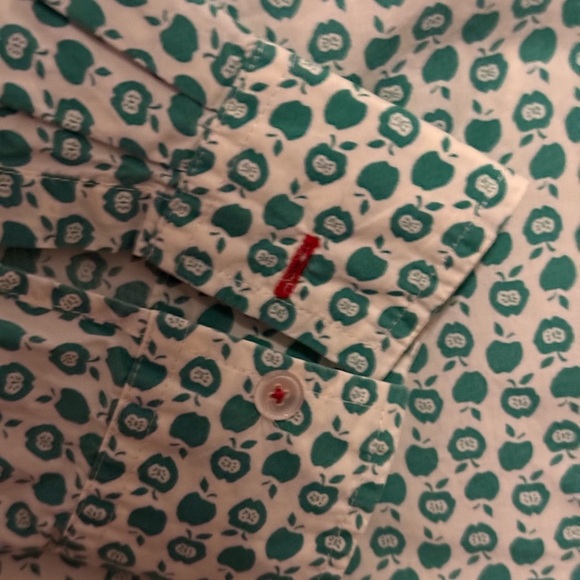 TALBOTS Green Apple Print Top 🍏 1/2 Button Pullover Size 10 - Picture 6 of 8